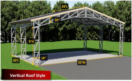 32 50ft Vertical Roof Style Carport