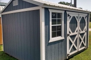 10x12 garden shed Blue with White Trim